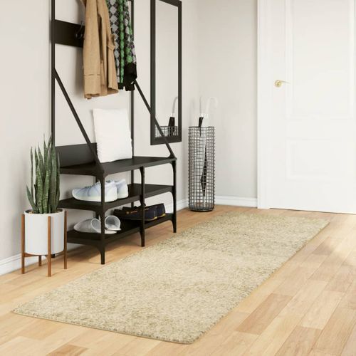 Tapis shaggy à poils longs moderne doré 80x250 cm - Photo n°2; ?>