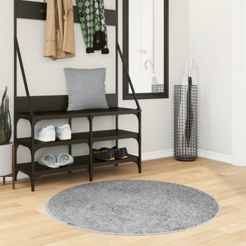 Tapis shaggy à poils longs moderne gris Ø 100 cm - Photo n°2; ?>