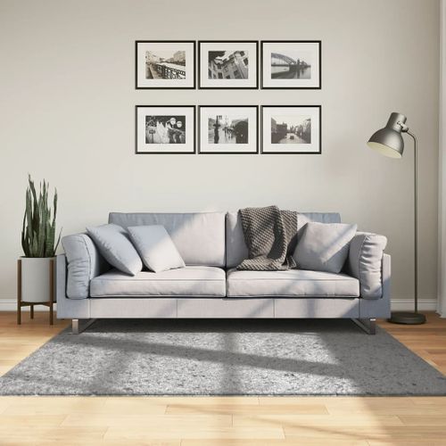 Tapis shaggy à poils longs moderne gris 160x160 cm - Photo n°2; ?>