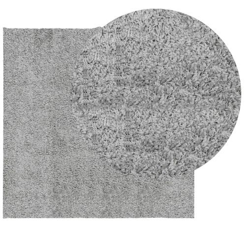 Tapis shaggy à poils longs moderne gris 160x160 cm - Photo n°3; ?>