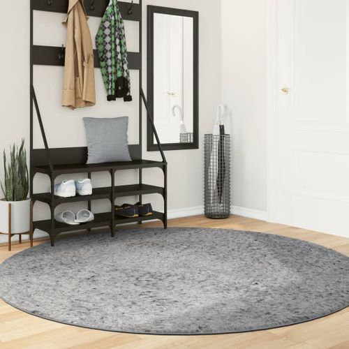 Tapis shaggy à poils longs moderne gris Ø 200 cm - Photo n°2; ?>