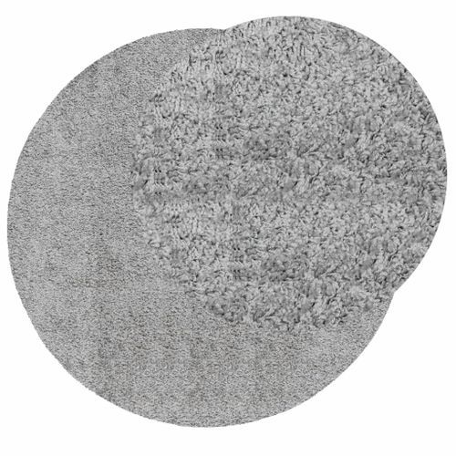 Tapis shaggy à poils longs moderne gris Ø 200 cm - Photo n°3; ?>