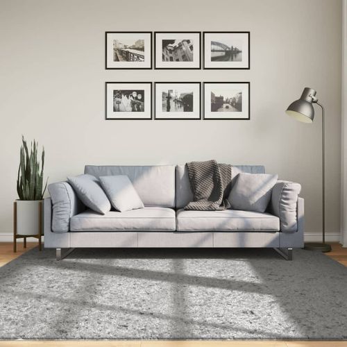 Tapis shaggy à poils longs moderne gris 200x200 cm - Photo n°2; ?>