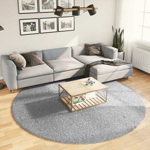 Tapis shaggy à poils longs moderne gris Ø 240 cm - Photo n°2; ?>