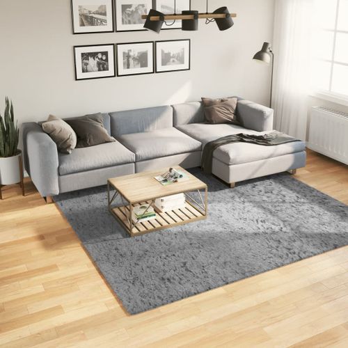 Tapis shaggy à poils longs moderne gris 240x240 cm - Photo n°2; ?>