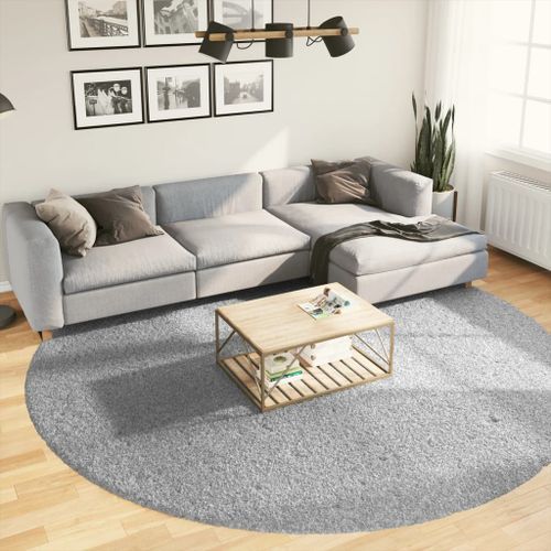 Tapis shaggy à poils longs moderne gris Ø 280 cm - Photo n°2; ?>