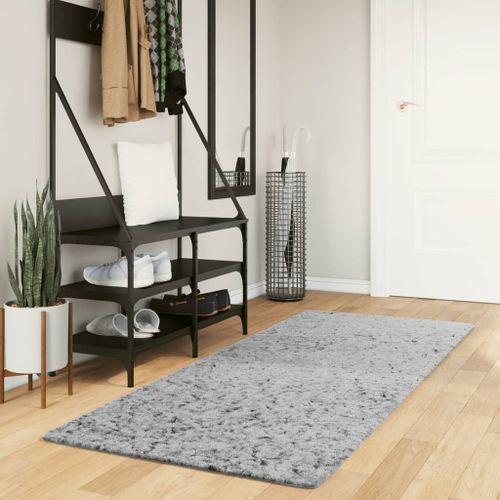 Tapis shaggy à poils longs moderne gris 80x200 cm - Photo n°2; ?>