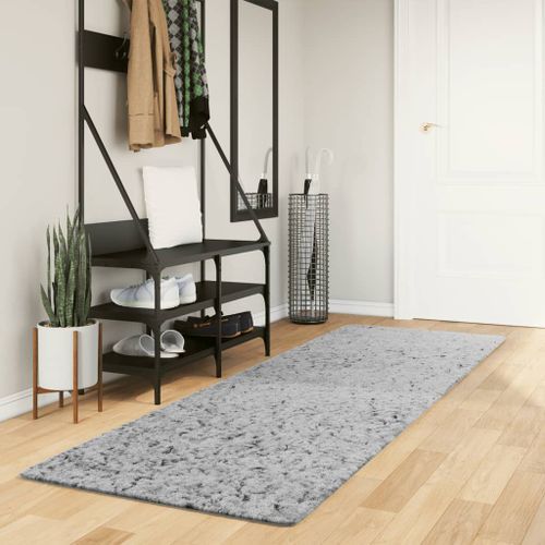 Tapis shaggy à poils longs moderne gris 80x250 cm - Photo n°2; ?>