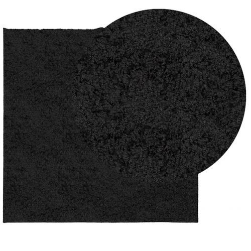 Tapis shaggy à poils longs moderne noir 120x120 cm - Photo n°3; ?>