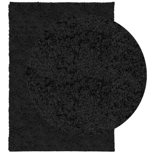 Tapis shaggy à poils longs moderne noir 120x170 cm - Photo n°3; ?>