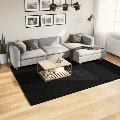 Tapis shaggy à poils longs moderne noir 200x280 cm - Photo n°2; ?>