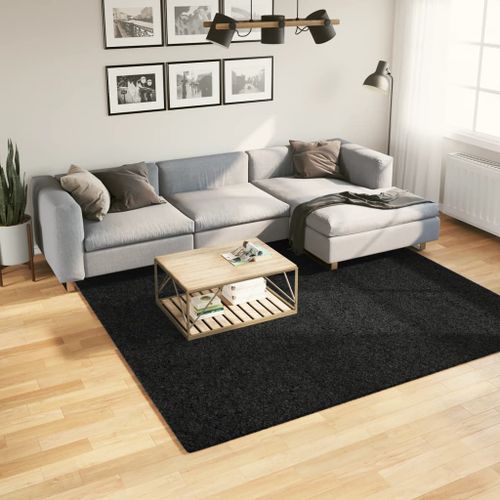 Tapis shaggy à poils longs moderne noir 240x240 cm - Photo n°2; ?>