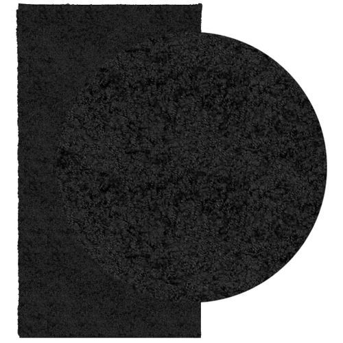 Tapis shaggy à poils longs moderne noir 60x110 cm - Photo n°3; ?>