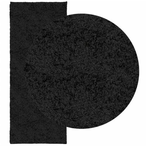 Tapis shaggy à poils longs moderne noir 80x200 cm - Photo n°3; ?>