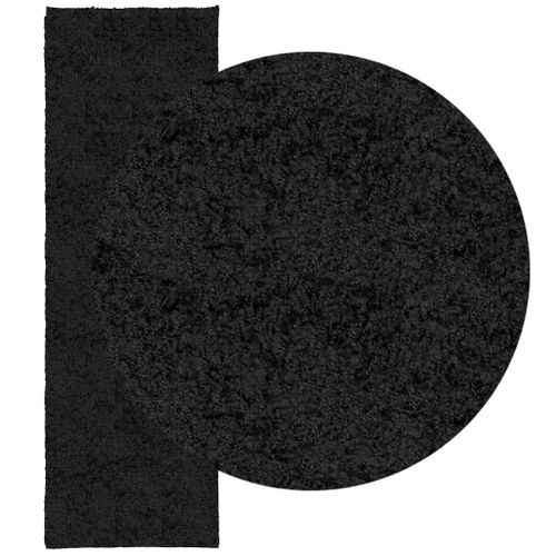 Tapis shaggy à poils longs moderne noir 80x250 cm - Photo n°3; ?>