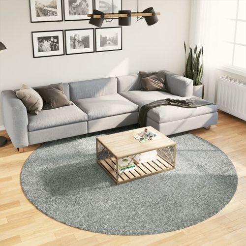 Tapis shaggy à poils longs moderne vert Ø 240 cm - Photo n°2; ?>