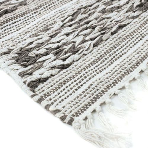 Tapis Terra - 120 x 170 cm - Bande relief blanc et sable - Photo n°3; ?>