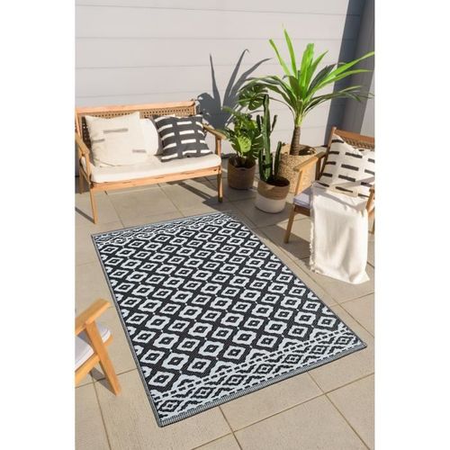 Tapis Tropique réversible - Scoobi 112 - Noir - 100% polypropylene - 120 x 180 cm - Extérieur - NAZAR - Photo n°3; ?>