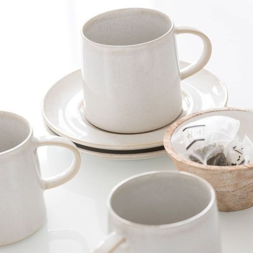 Tasse et sous-tasse porcelaine blanche Praji - Photo n°2; ?>