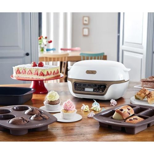 TEFAL Cake Factory + KD802112 Machine intelligente a gâteau - Blanc / marron métallisé - Photo n°3; ?>