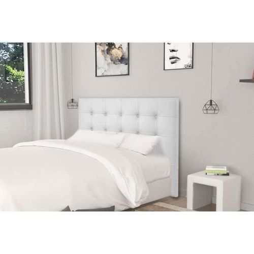 Tete de lit 185 x 100 cm capitonnée - Simili Blanc - Pour couchage 140 / 160 ou 180 - ARGOS - Photo n°3; ?>