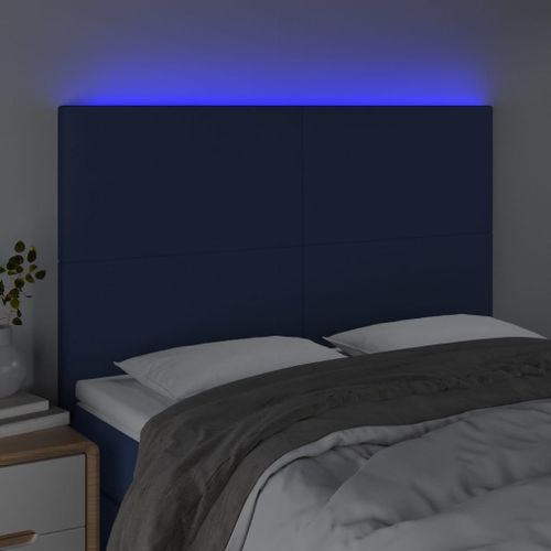 Tête de lit à LED Bleu 144x5x118/128 cm Tissu - Photo n°3; ?>