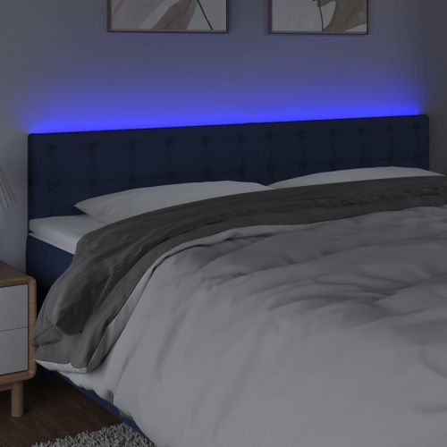 Tête de lit à LED Bleu 200x5x78/88 cm Tissu - Photo n°3; ?>