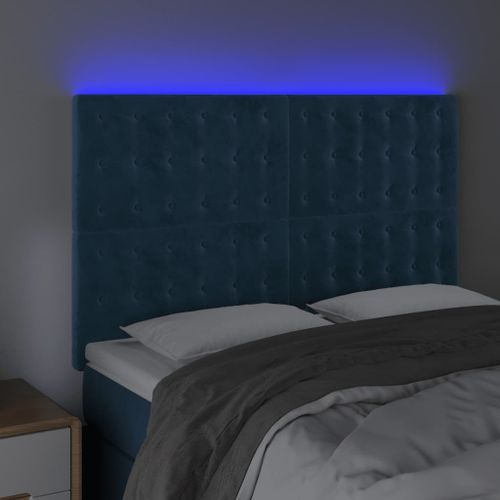 Tête de lit à LED Bleu foncé 144x5x118/128 cm Velours - Photo n°3; ?>