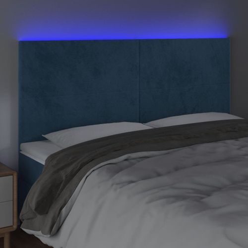 Tête de lit à LED Bleu foncé 200x5x118/128 cm Velours - Photo n°3; ?>