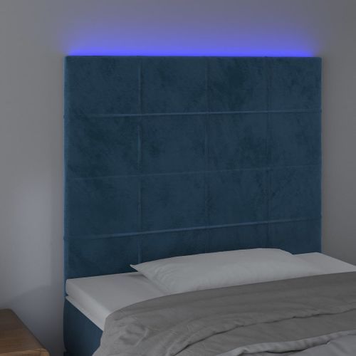 Tête de lit à LED Bleu foncé 80x5x118/128 cm Velours - Photo n°3; ?>