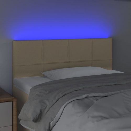 Tête de lit à LED Crème 100x5x78/88 cm Tissu - Photo n°3; ?>