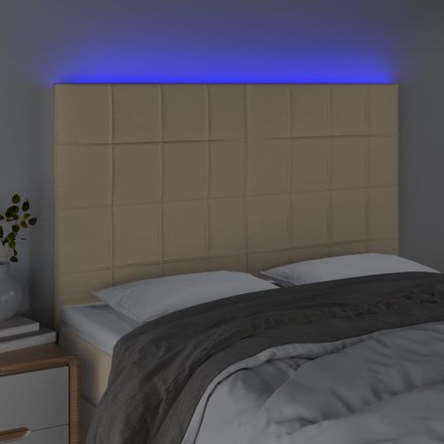 Tête de lit à LED Crème 144x5x118/128 cm Tissu - Photo n°3; ?>