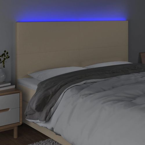 Tête de lit à LED Crème 180x5x118/128 cm Tissu - Photo n°3; ?>