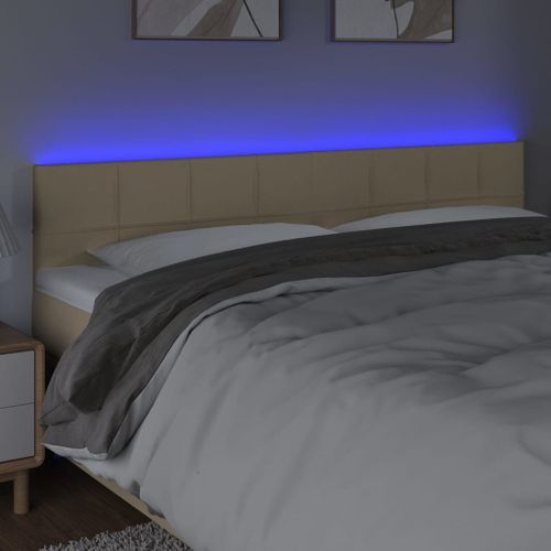 Tête de lit à LED Crème 180x5x78/88 cm Tissu - Photo n°3; ?>