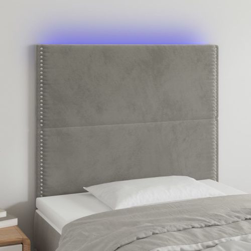 Tête de lit à LED Gris clair 100x5x118/128 cm Velours - Photo n°3; ?>