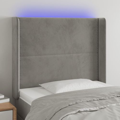 Tête de lit à LED Gris clair 103x16x118/128 cm Velours - Photo n°3; ?>