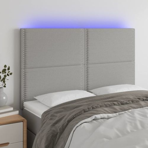 Tête de lit à LED Gris clair 144x5x118/128 cm Tissu - Photo n°3; ?>