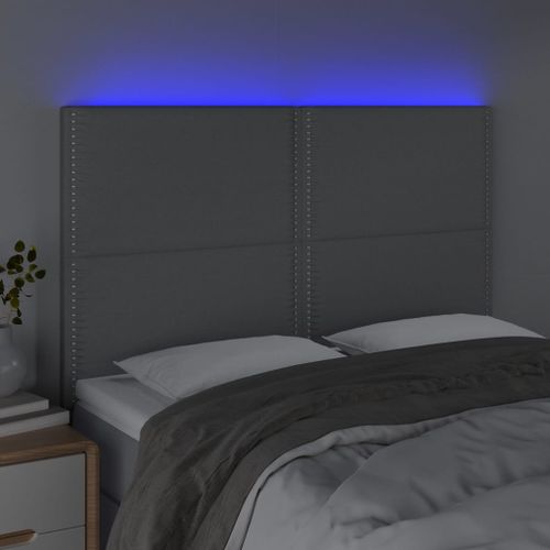 Tête de lit à LED Gris clair 144x5x118/128 cm Tissu - Photo n°3; ?>