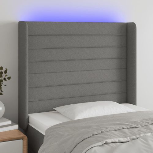 Tête de lit à LED Gris foncé 103x16x118/128 cm Tissu - Photo n°3; ?>