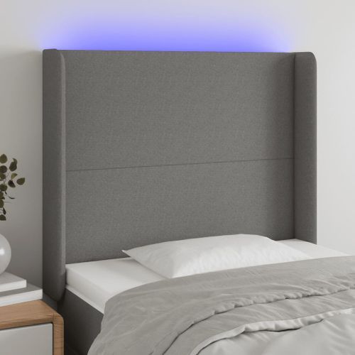 Tête de lit à LED Gris foncé 103x16x118/128 cm Tissu - Photo n°3; ?>