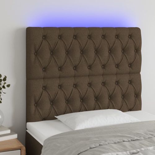 Tête de lit à LED Marron foncé 100x7x118/128 cm Tissu - Photo n°3; ?>