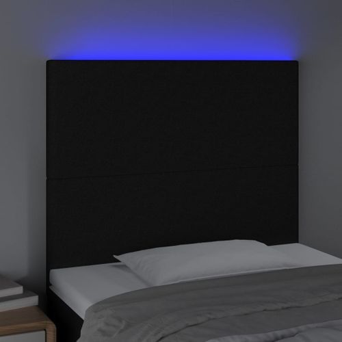 Tête de lit à LED Noir 80x5x118/128 cm Tissu - Photo n°3; ?>