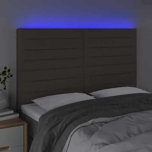 Tête de lit à LED Taupe 144x5x118/128 cm Tissu - Photo n°3; ?>