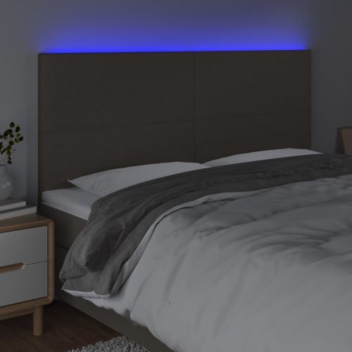 Tête de lit à LED Taupe 160x5x118/128 cm Tissu - Photo n°3; ?>