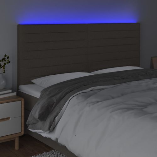 Tête de lit à LED Taupe 180x5x118/128 cm Tissu - Photo n°3; ?>