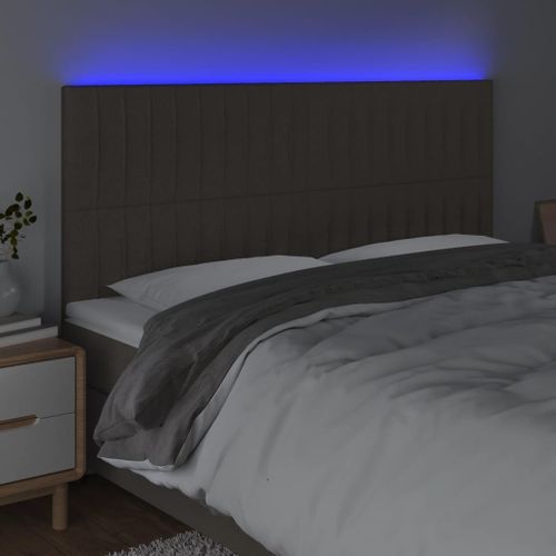 Tête de lit à LED Taupe 180x5x118/128 cm Tissu - Photo n°3; ?>