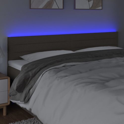 Tête de lit à LED Taupe 180x5x78/88 cm Tissu - Photo n°3; ?>