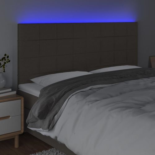 Tête de lit à LED Taupe 200x5x118/128 cm Tissu - Photo n°3; ?>