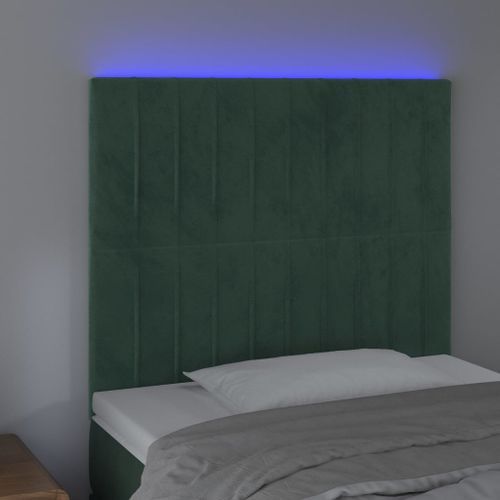 Tête de lit à LED Vert foncé 80x5x118/128 cm Velours - Photo n°3; ?>