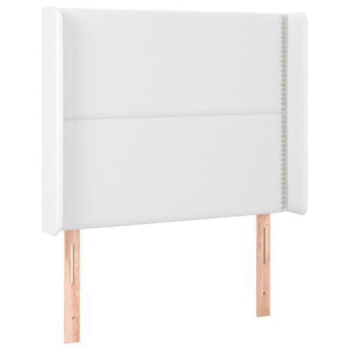 Tête de lit avec oreilles Blanc 103x16x118/128 cm Similicuir - Photo n°2; ?>